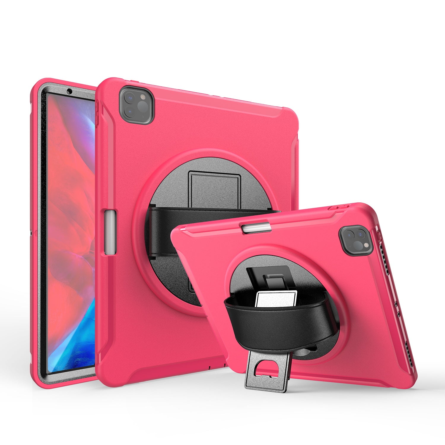 360¡ã Swivel Kickstand PC TPU Tablet Case with Pen Slot and Hand Strap for iPad Pro 12.9 (2020) / (2018) 360¡ã Swivel Kickstand PC TPU Tablet Case with Pen Slot and Hand Strap for iPad Pro 12.9 (2020) / (2018)